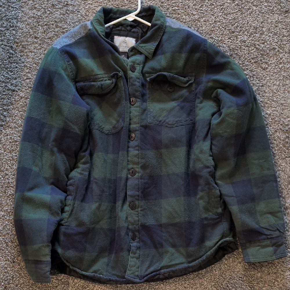 Legendary Whitetails QuiltedGreen & Navy Buffalo Plaid Button-Front Shirt Jacket